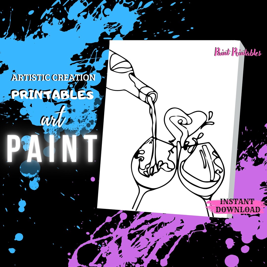 PRE DRAWN CANVAS Paint and Sip Canvas Coloring Page Etsy