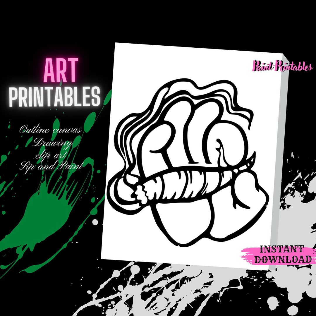 Weed Printables Diy Paint Party-paint and Sip Outline - Etsy