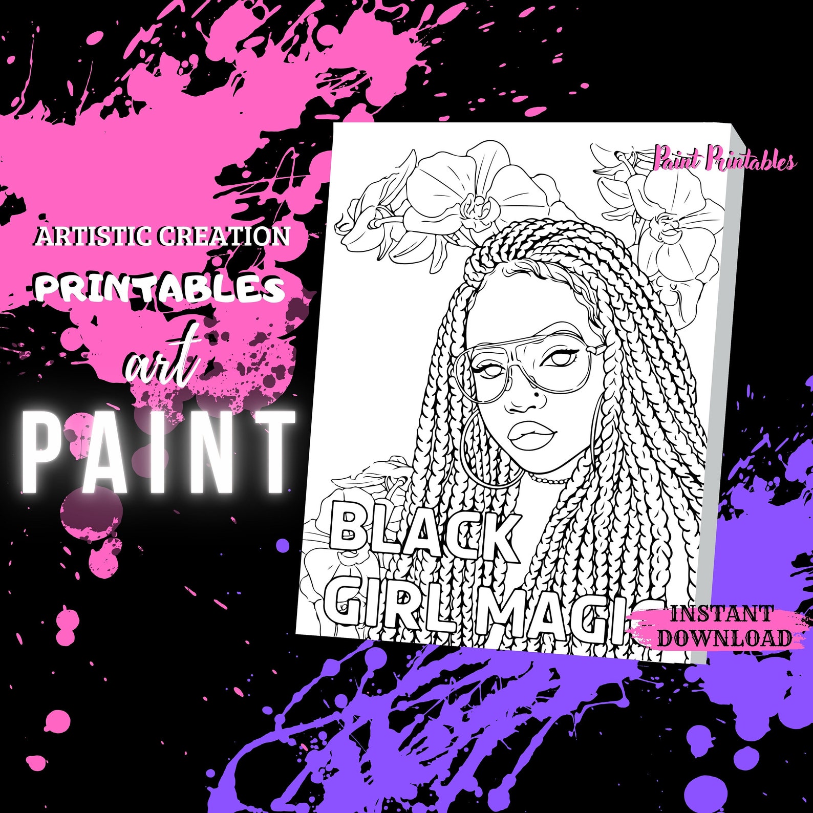WOMEN COLORING PAGE Black Melanin Women Sip and Paint Canvas - Etsy