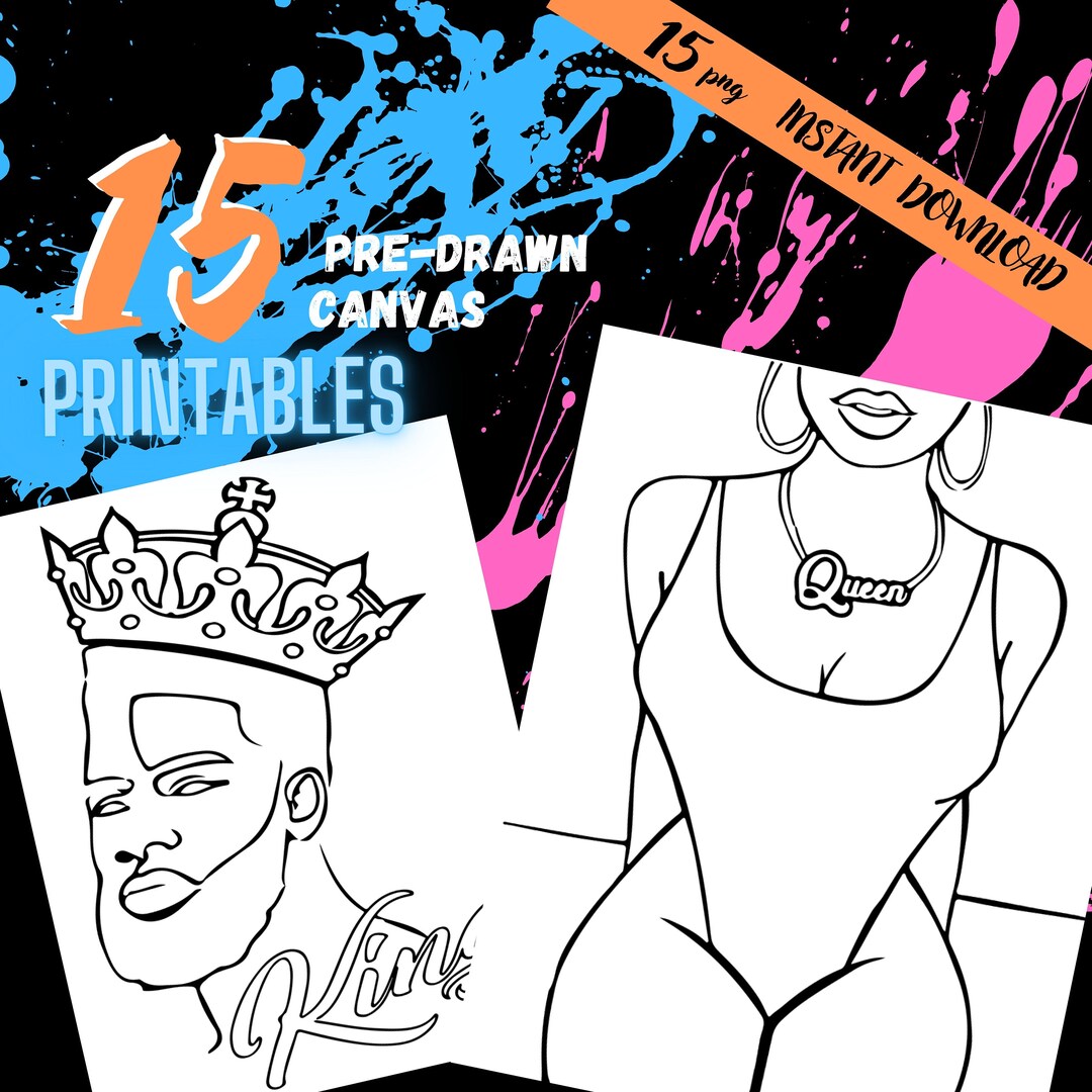 15 COUPLES SIP & PAINT Bundle Queen and King Printables for Etsy