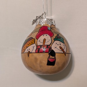 Snowman-Presents Christmas Gourd Ornament