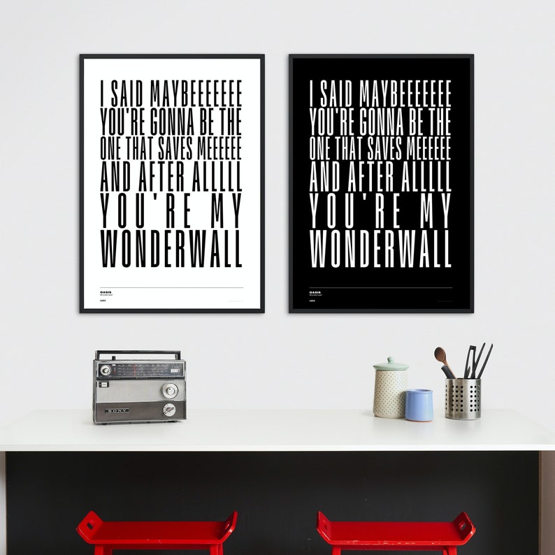 Wonderwall Text WONDERWALL / Song Lyric Poster / Download or Print / Fan Gift / Words ...
