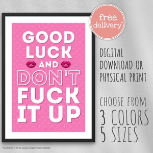 Powodzenia i nie spieprz tego / Plakat z cytatem / Pobieranie cyfrowe lub wydruk fizyczny / RuPaul's Drag Race / Drag Queen / Nowa praca / Przygoda