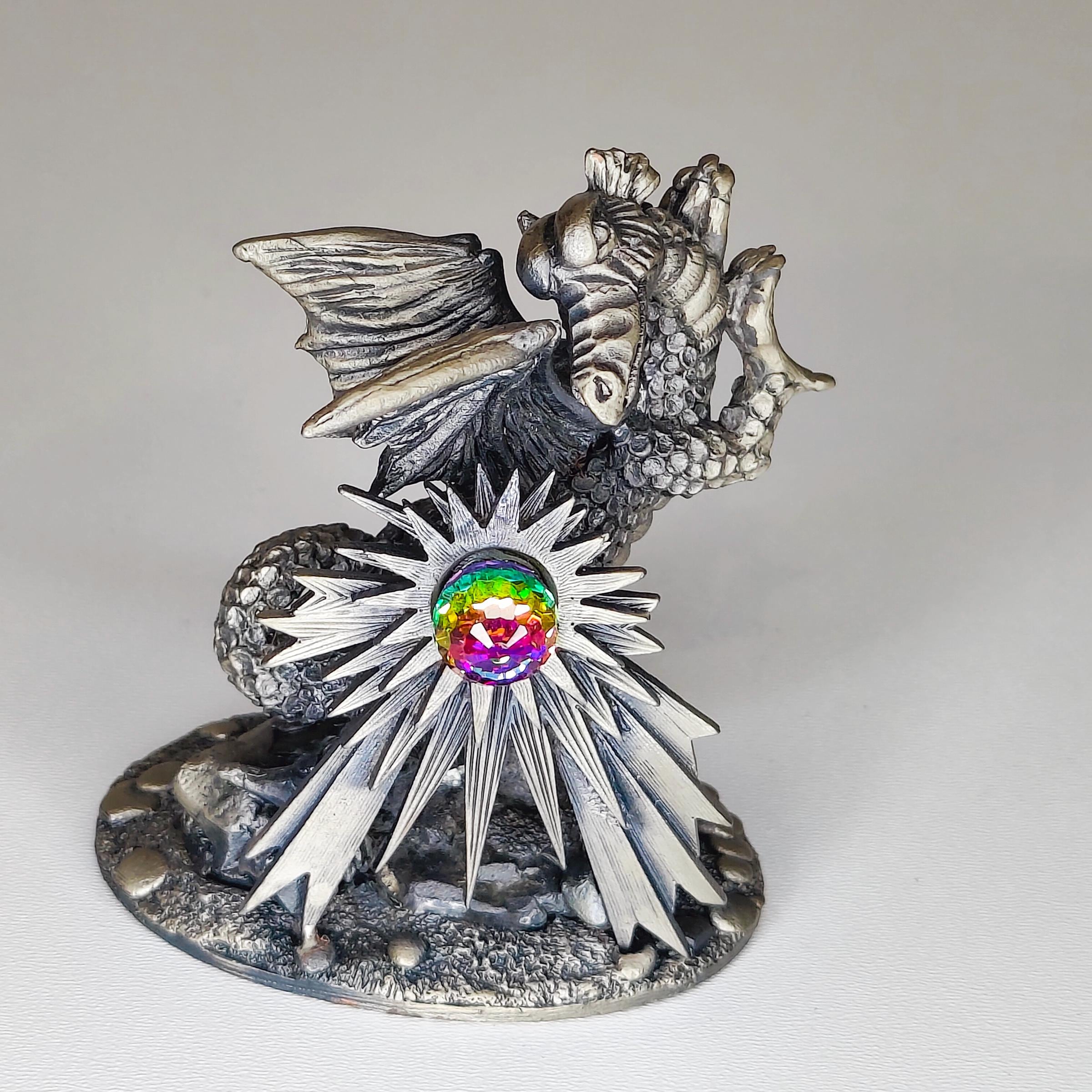 3085 The Dragon of Light / Myth & Magic / Tudor Mint / Collectable / Pewter / Crystal / Gothic / Art / Sculpture / Figurine / Mint As New