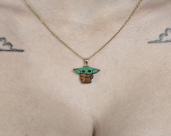 Baby Yoda Themed Pendant Necklace