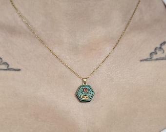 Science-Themed Wooden Pendant Necklace