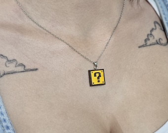 Super Mario Themed Wooden Pendant Necklace