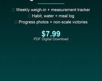 Weight Loss Tracker | Weekly Weigh-In, Habit, Meal Log (PDF Download)