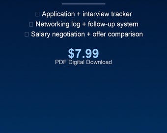 Job Search Planner | Application Tracker, Interview Prep, Networking Log, Salary Negotiation & Career Planner