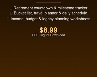 Retirement Planner | Countdown Tracker, Bucket List, Budget & Lifestyle Planner