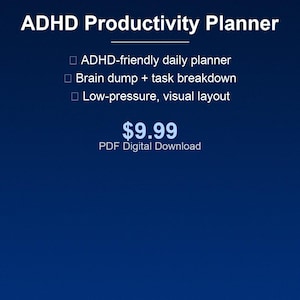 ADHD Productivity Planner | Daily Focus Tracker, Task Breakdown, Brain Dump Sheets (PDF Download)