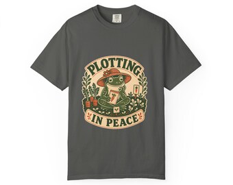 Funny Frog Gardening Shirt, Plotting in Peace Tee, Introvert Gardener Comfort Colors Gift