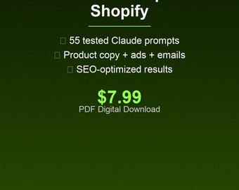 Claude AI Prompts Shopify Sellers | 55 Product Description Ad Copy PDF