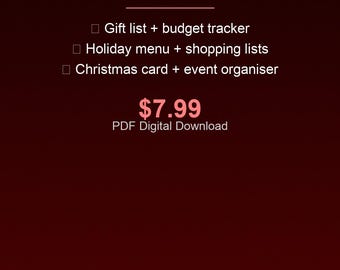 Christmas Planner | Gift List, Budget, Menu, Cards (PDF Digital Download)