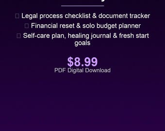 Divorce Recovery Planner | Legal Checklist, Finances, Self-Care & Fresh Start