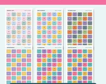 Printable Planner Sticker Book, 1600 Digital Stickers, 40 Sticker Sheets, Seasonal Productivity Self Care PDF, Instant Download