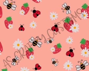 strawberry/Summer/Bumble Bee/LadyBug/Seamless File/Digital Download