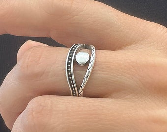Anillo de mal de ojo de plata, anillo de buena suerte, anillo Chevalier, anillo de positividad, anillo ajustable, anillo minimalista, anillo de mal de ojo griego, regalos de cumpleaños