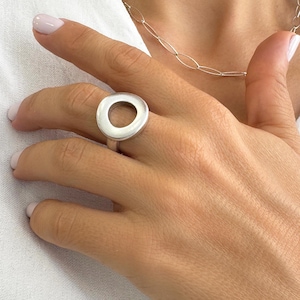 Chunky Open Circle Silver Ring: Adjustable Karma Ring