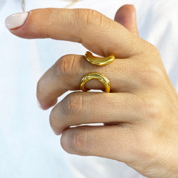 Dikke gouden ring, cirkel gouden ring, open cirkel ring, Karma gouden ring, karma cirkel ring, eigenzinnige gouden ring, minimalistische ring, geometrische ring