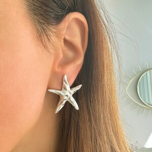 thumbnail image 2 of Gold Starfsh Earrngs, Starfsh Dangle Earrngs, Slver Long Earrngs 2 of 13