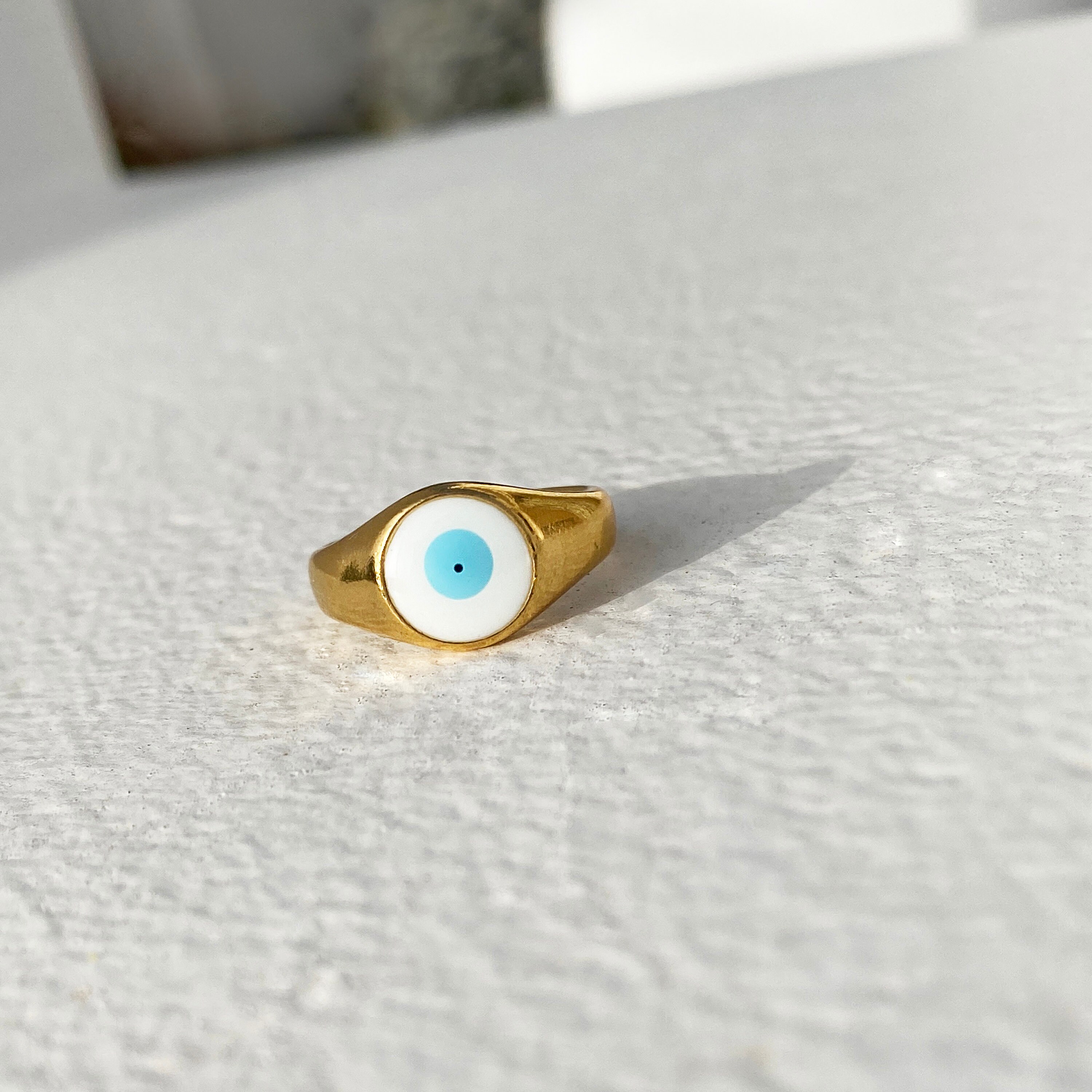 Gold Evil Eye Ring, Dainty Evil Eye Ring, Positive Energy, Good Luck ...