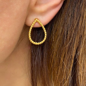 Rain Drop earrings, Stacking Earrings, Waterdrop Earrings, Gold Chunky Earrings, Gold Drop Studs, Minimalist Earrings, Teardrop Earrings