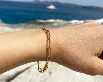 Minimalist  Gold Paperclip Bracelet: Adjustable Steel Chain jewelry