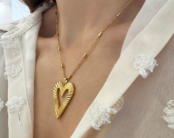 特大ハートネックレス、XLビッグハートネックレス、大きなハート