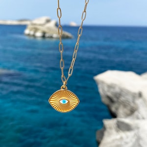 Regalo di consapevolezza, energia positiva, collana portafortuna, collana boho delicata, collana buone vibrazioni, catena con graffetta, ciondolo malocchio