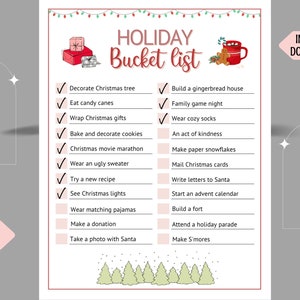 Holiday Bucket List Printable Editable Christmas Bucket List - Etsy