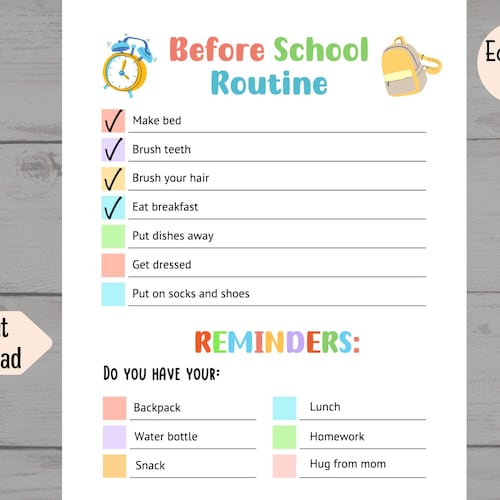 Kids Routine Space Morningbedtime Editable Checklist Etsy