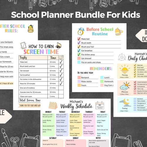 Editable School Planner Kids Printable Back to School Bundle - Etsy ...