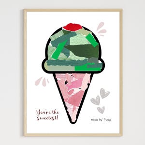Lavoretto estivo con carta strappata, stampabile, fai da te, cono gelato per bambini, pagina da colorare per bambini piccoli, attività di homeschooling in classe