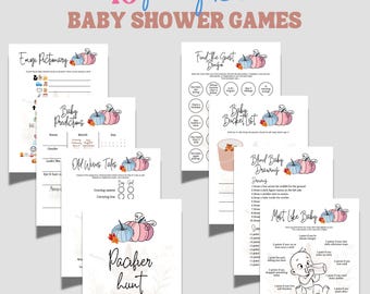 Little Pumpkin Baby Shower Games Printable Bundle Fall Themed Party Activity Fun Autumn Decor Idea Cute Activities for Adults Friends Family