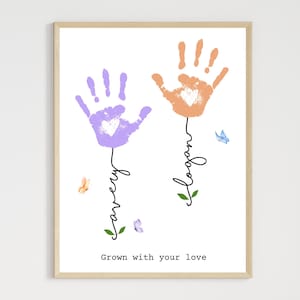 Handprint Craft for Kids Printable, DIY Wall Art Personalized Gift for Mom Birthday Mothers Day Grandma Nanny Mum Card Baby Toddler Keepsake