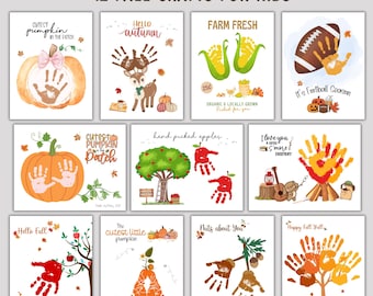 Fall Handprint Craft Bundle Printable, Autumn DIY Wall Art for Kids Toddler Babies Preschool Pre K Homeschool Classroom Daycare Activities