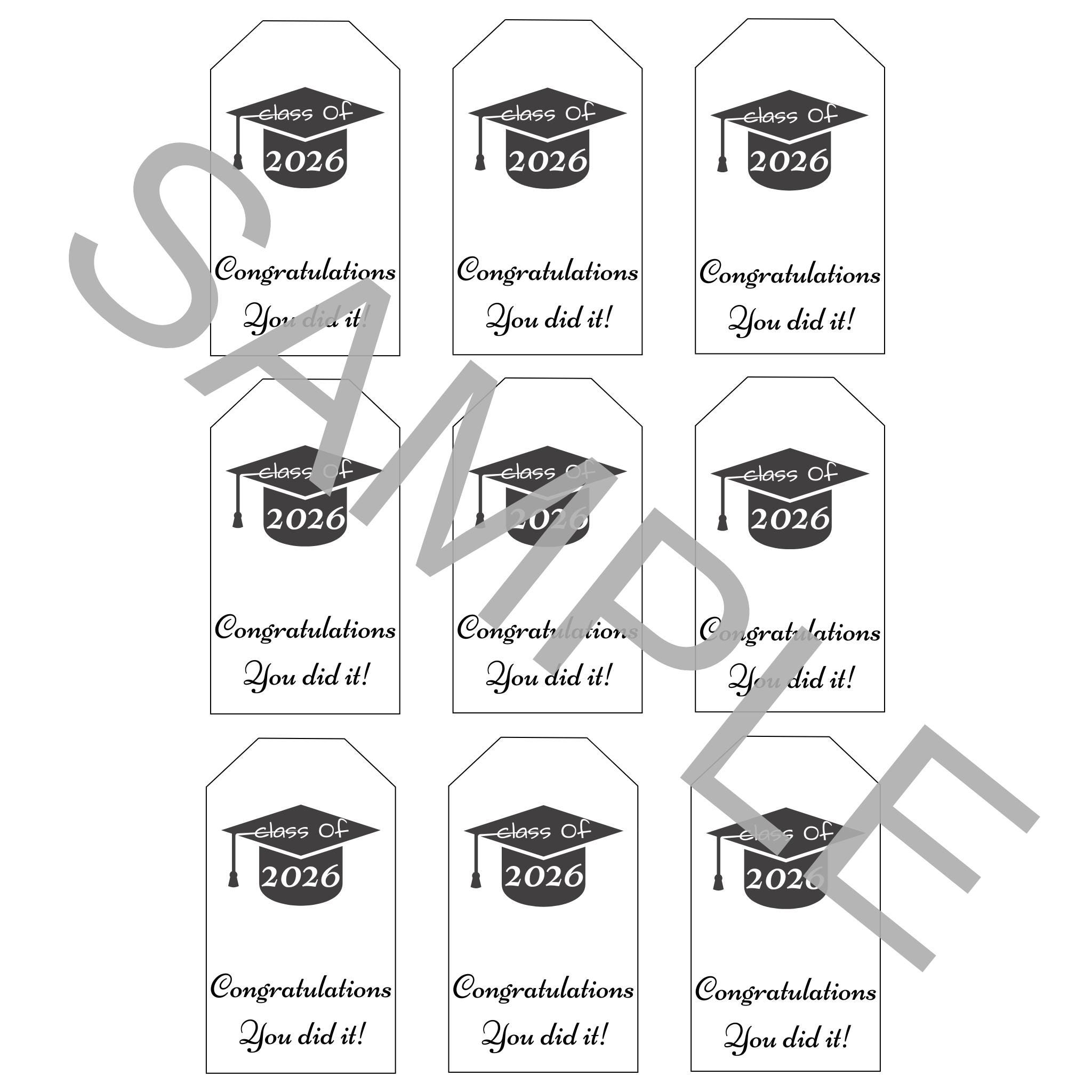 Graduation Gift Tags Printable, Class of 2026 Congrats Grad Senior ...