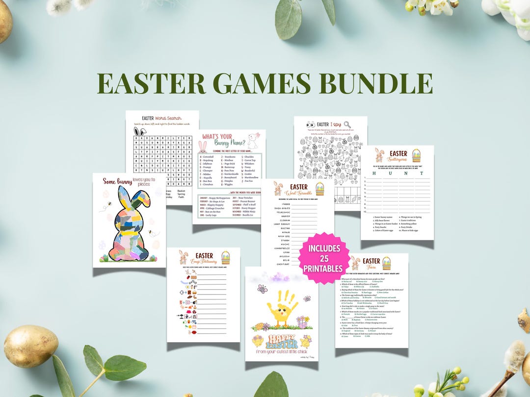 Easter Games Bundle 25 Printables, Kids Family Easter Party Games ...