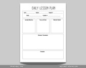 Daily Lesson Plan Template, Simple Lesson Plan Template for Educators, Minimalist Lesson Planner Printable, Homeschool Academic Planner