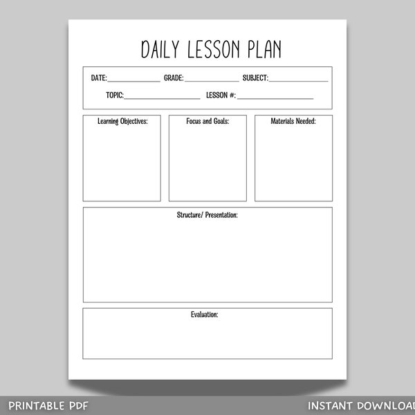 Lesson Plan Daily Calendar Etsy