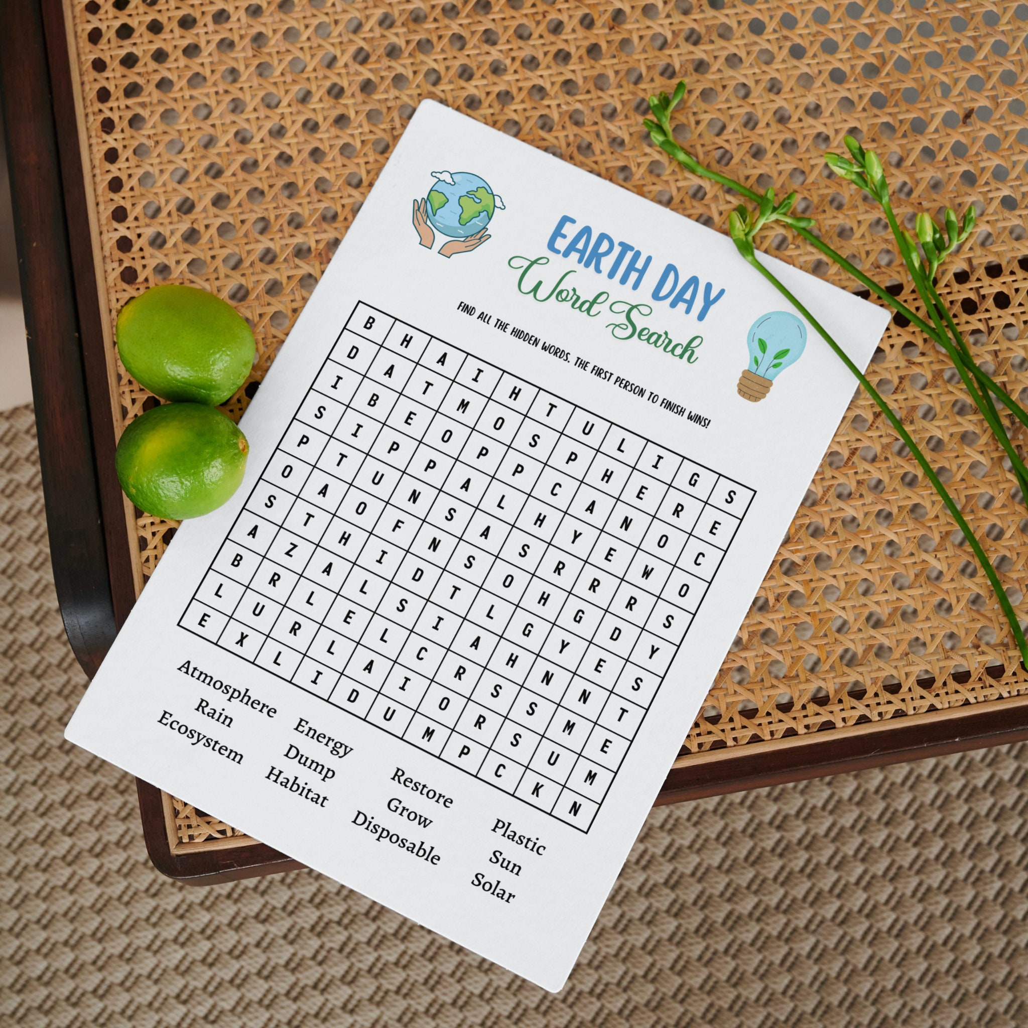 Earth Day Games Printable, Environmental Activity Word Search & Word ...