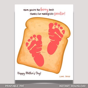 Mom Footprint Craft for Kids Printable, Mothers Day DIY Hand Art Activity Birthday Gift from Children Baby Toddler Kindergarten Wall Decor