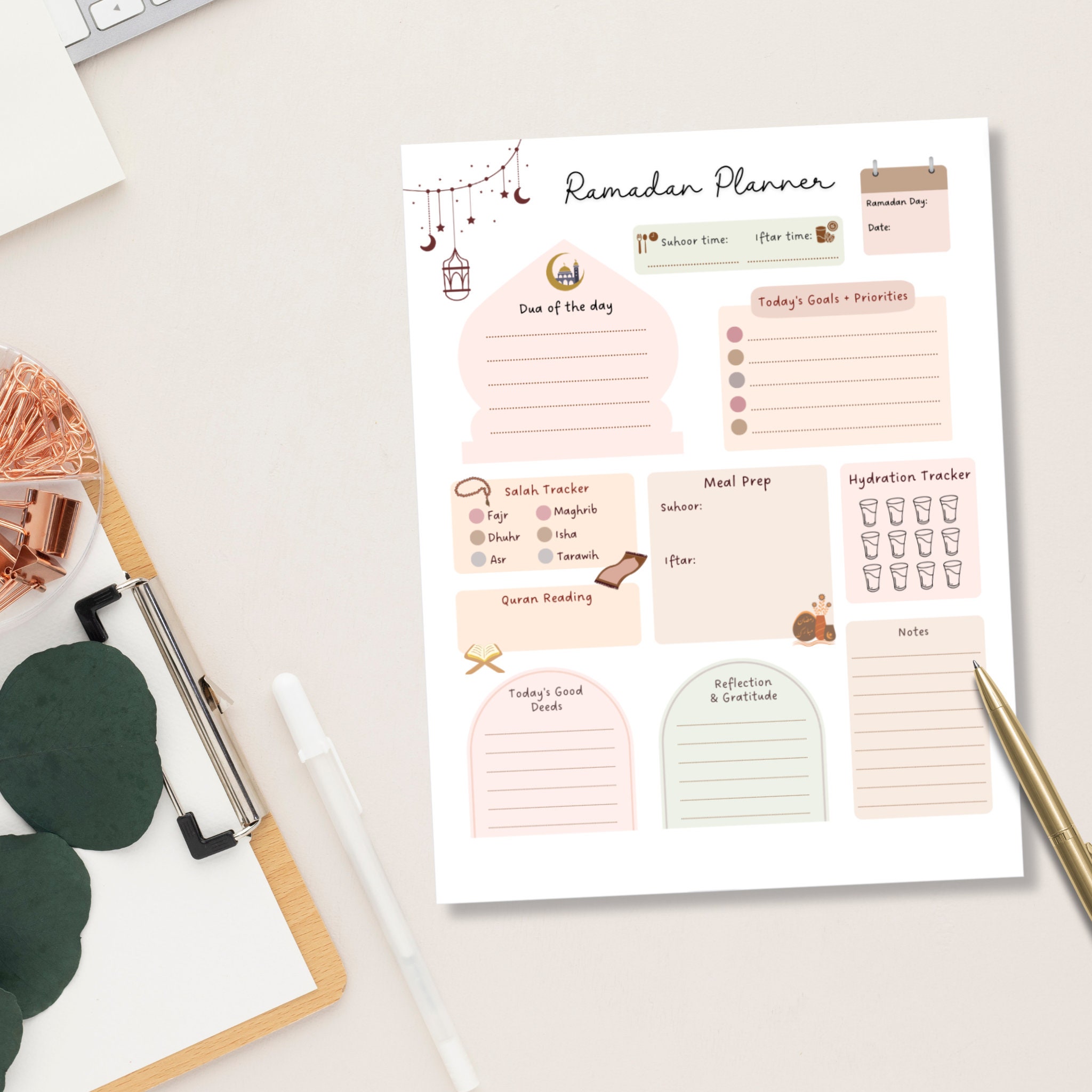 Ramadan Daily Planner Printable, 2026 Ramadan Tracker PDF, Islamic ...