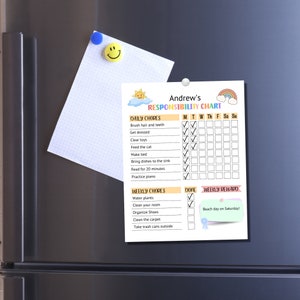 Chore Chart for Kids Editable, Kids Daily Checklist, Responsibility ...