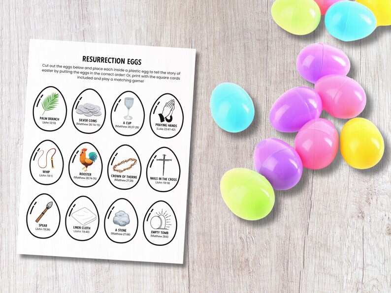 Easter Story Resurrection Eggs Printable for Kids, Holy Week Cards ...