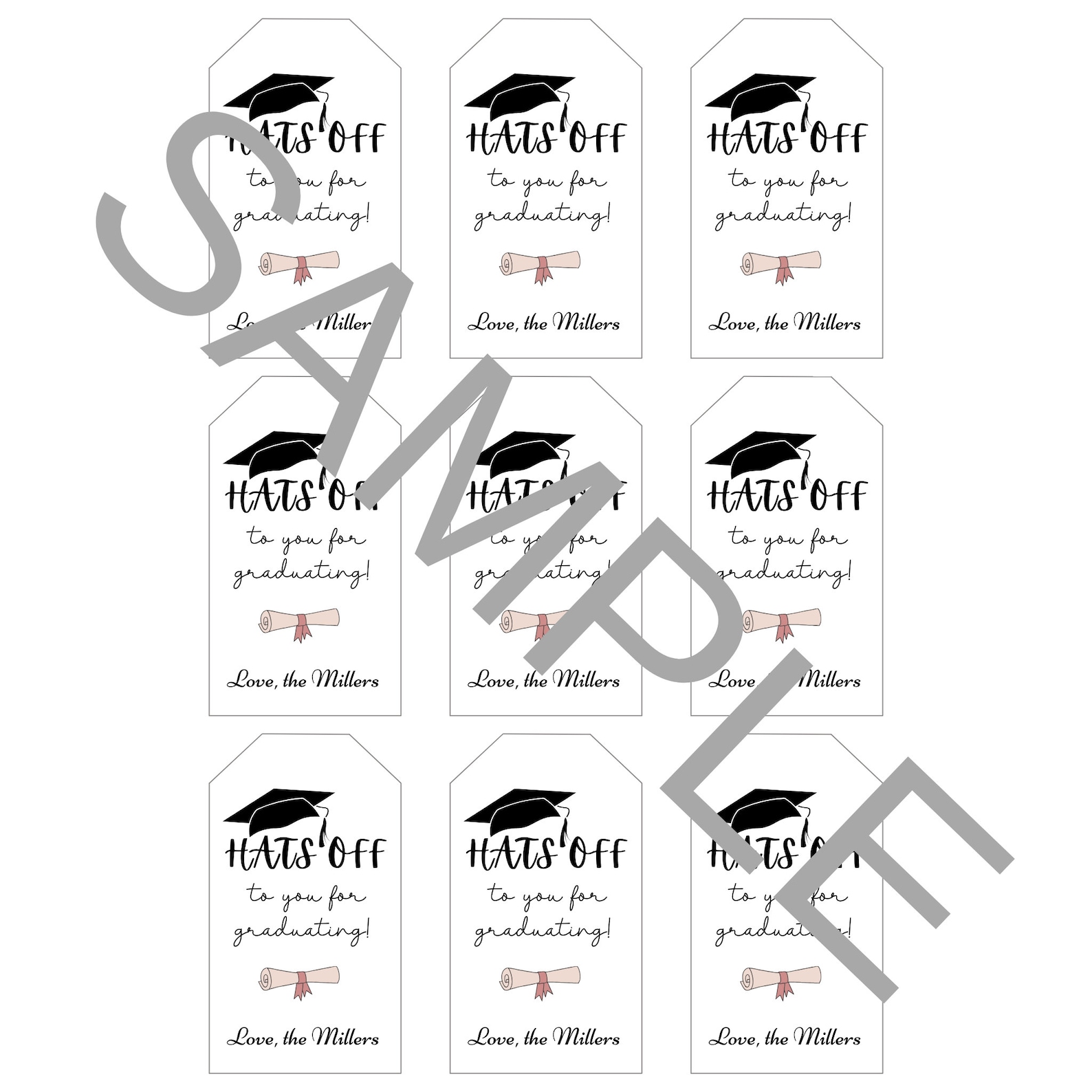 Custom Graduation Gift Tags, Personalized Graduation Tags, Congrats ...