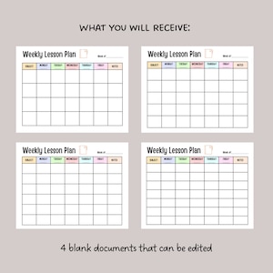 Weekly Lesson Plan Printable, Editable Weekly School Schedule, Simple Weekly Lesson Planner, Lesson Plan Sheet, Homeschool Weekly Planner image 3