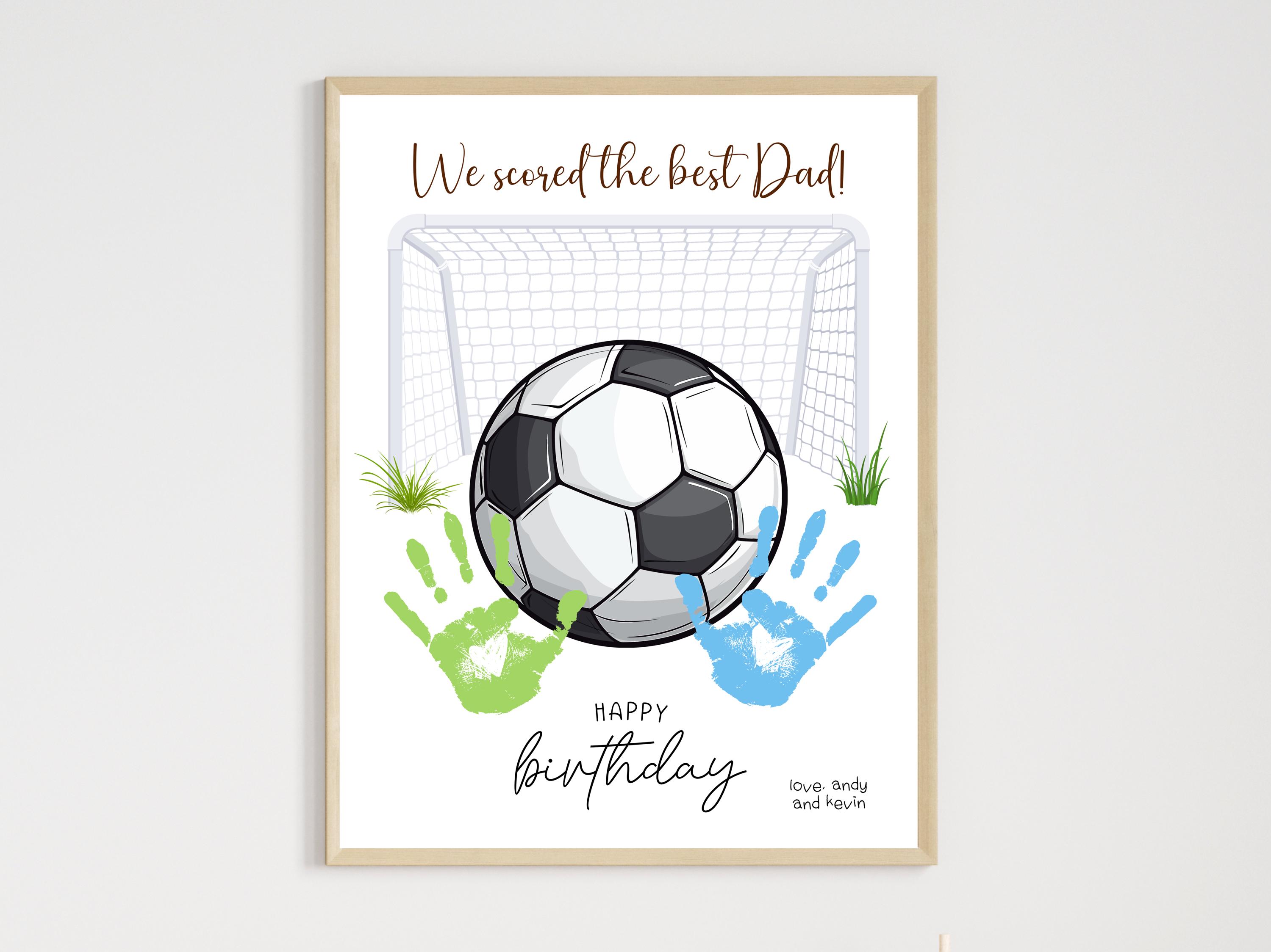 40 Super Fun Sports Crafts for Kids To Keep Them Busy 34 Happy Birthday Dad Handprint Craft Printable, DIY Soccer Art Gift…