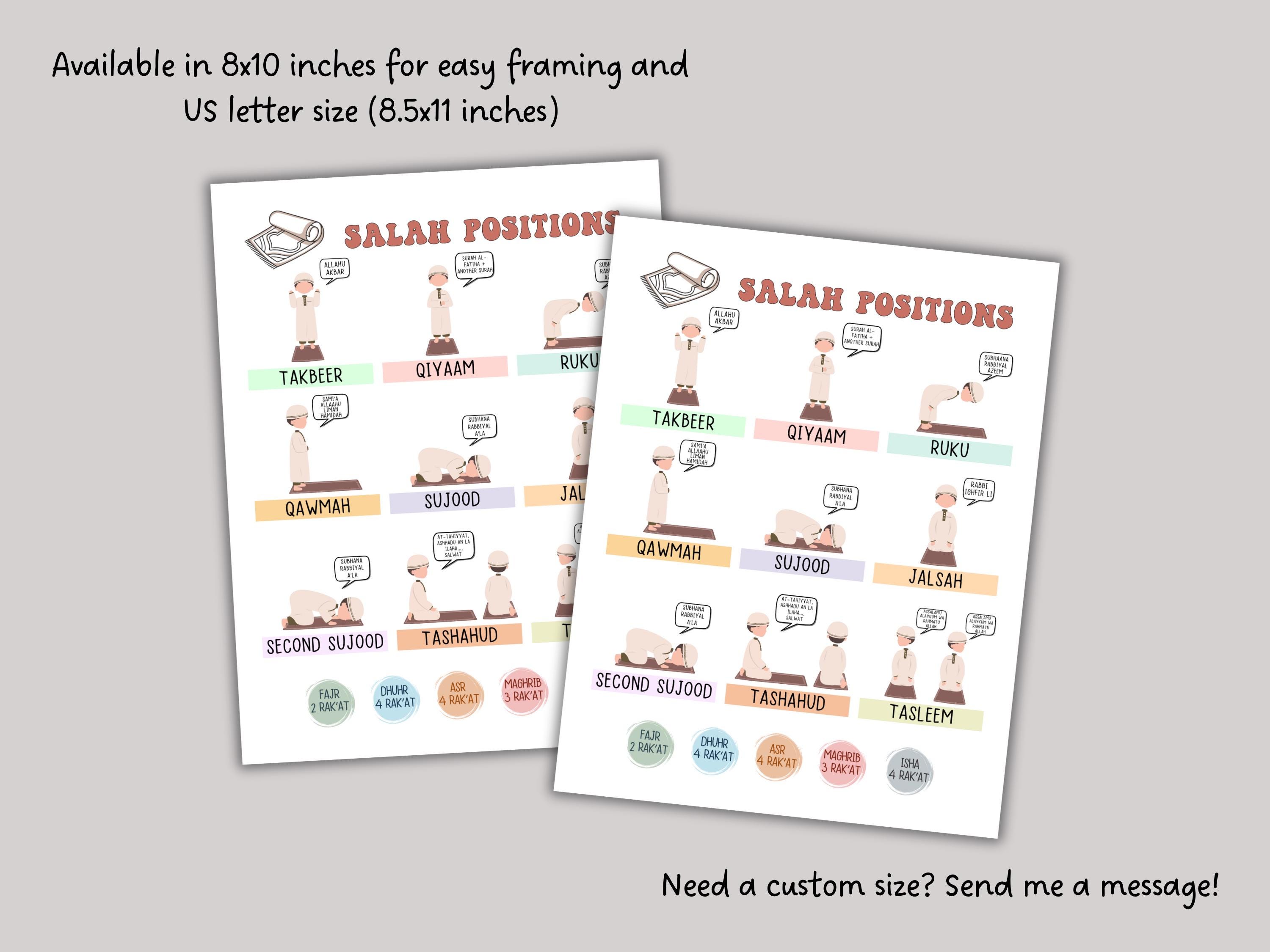 Salah Positions Guide Poster Chart for Muslim Boys Printable, Step by ...